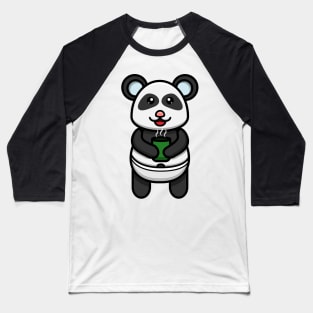 Sticker and Label Of Cute Baby Panda Tea Baseball T-Shirt